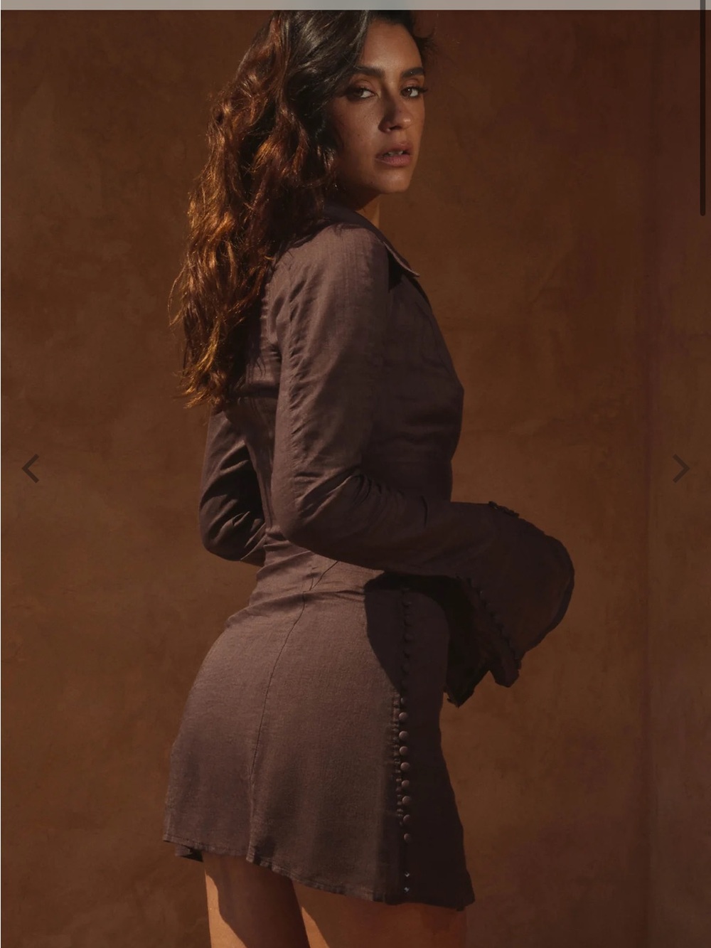 Selea Chocolate Collar button down dress